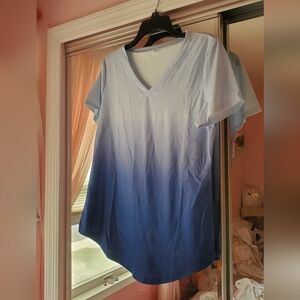 Blue Ombre V-Neck Women's Top